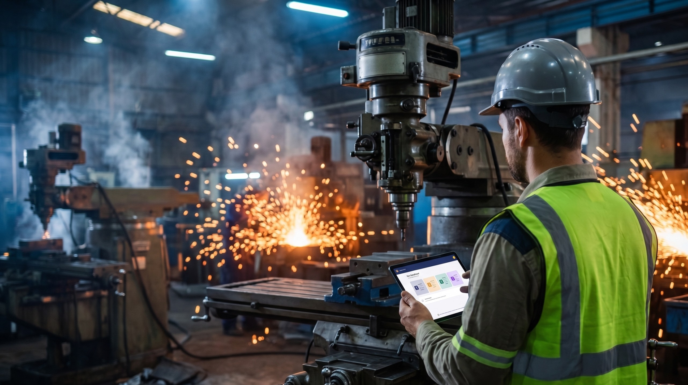Engenheiro usando o Expert NR12 no campo industrial
